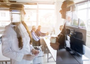 reflection-business-people-standing-front-his-colleague-meeting